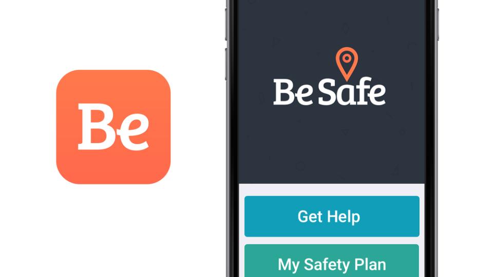 Be Safe mobile app home screen