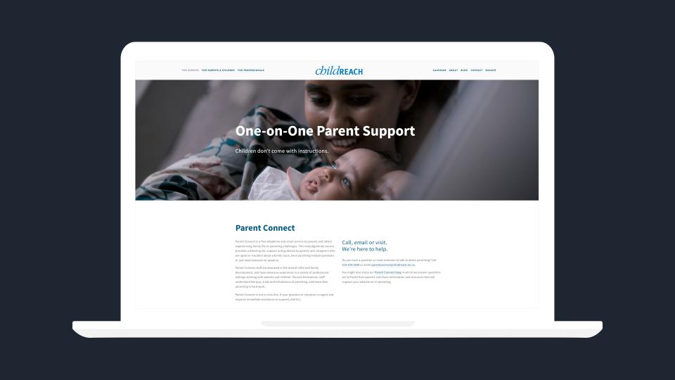 one-on-one parent support page on laptop screen