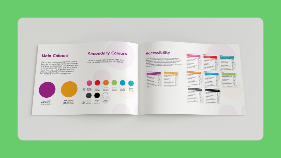 a booklet with Humana's brand guidelines