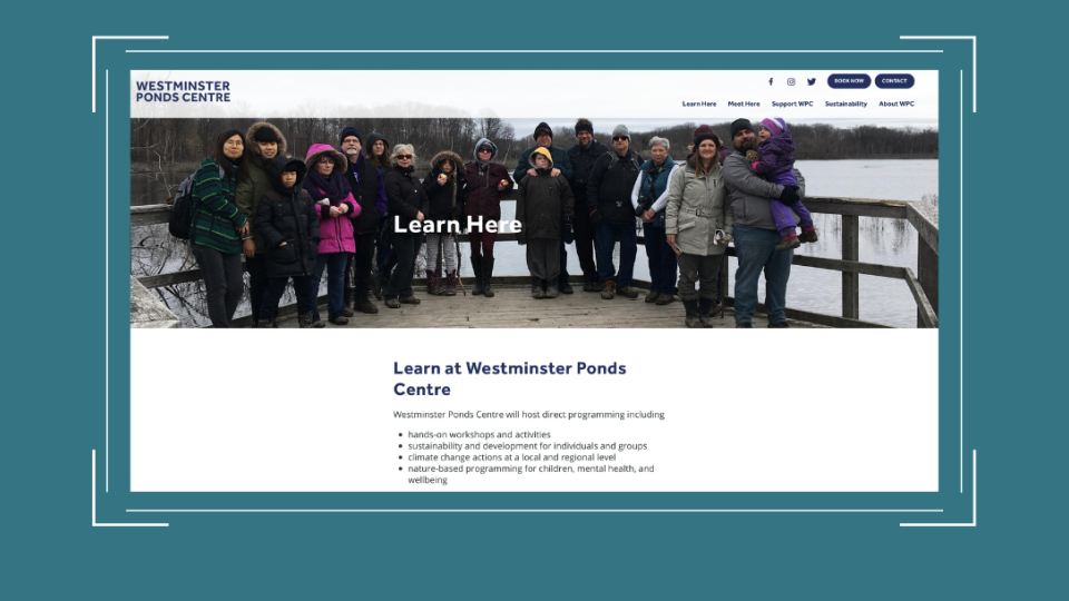 sqaure frame of westminster's learn here page from website
