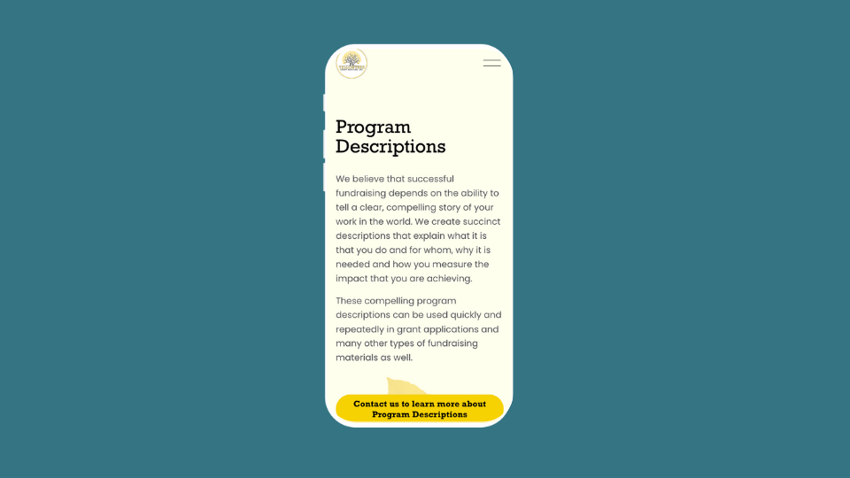 A phone showcasing YellowTree's website designed for mobile responsiveness