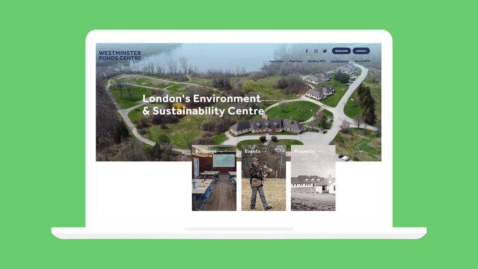 laptop graphic with westminsters home page from website
