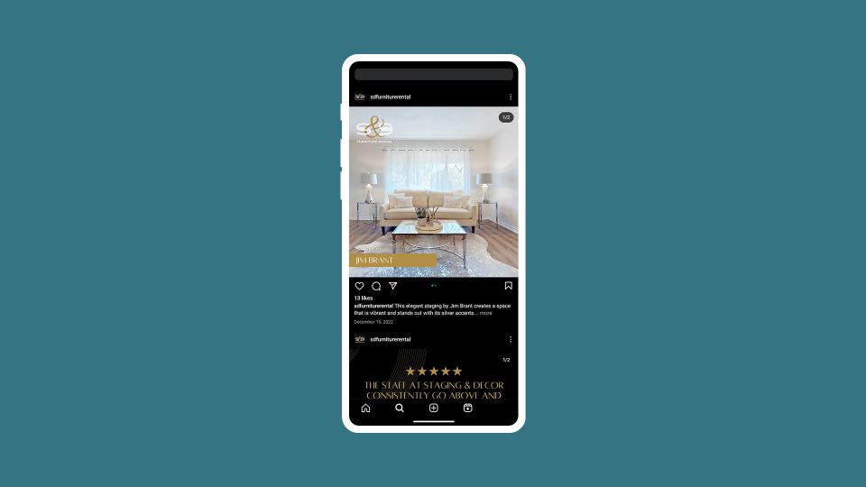 Image of living room on S&D Furniture Instagram