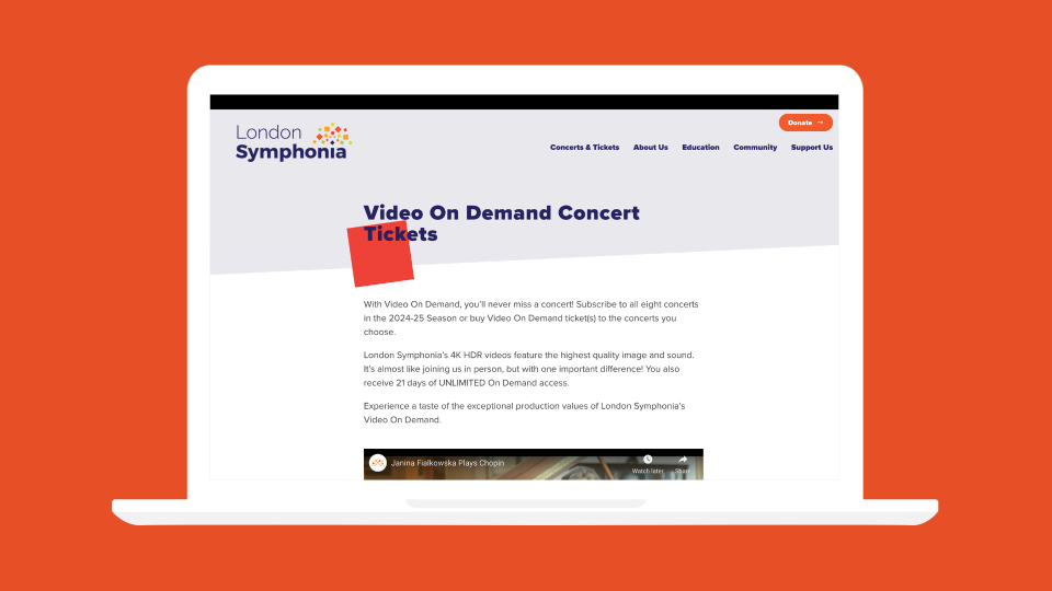 A laptop showcasing the section of the website that focuses on Video on Demand
