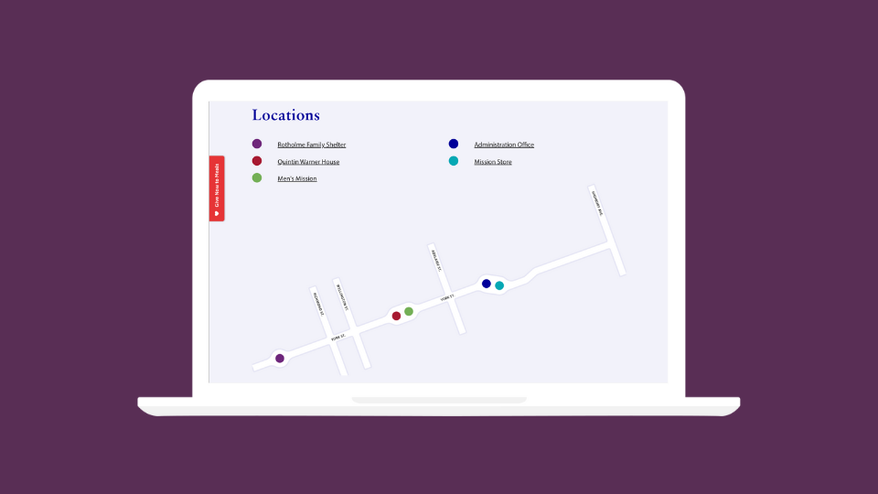 Laptop view of home page map