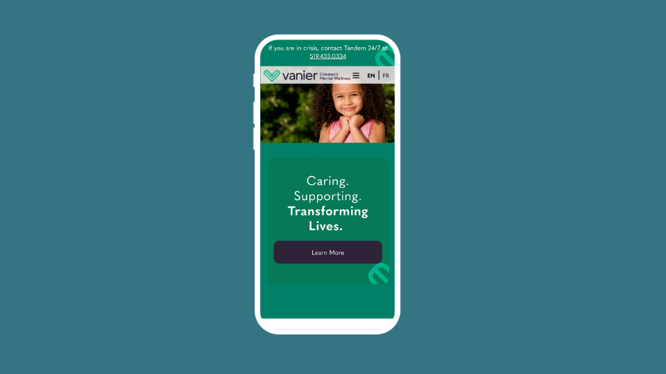 Vanier website on iphone