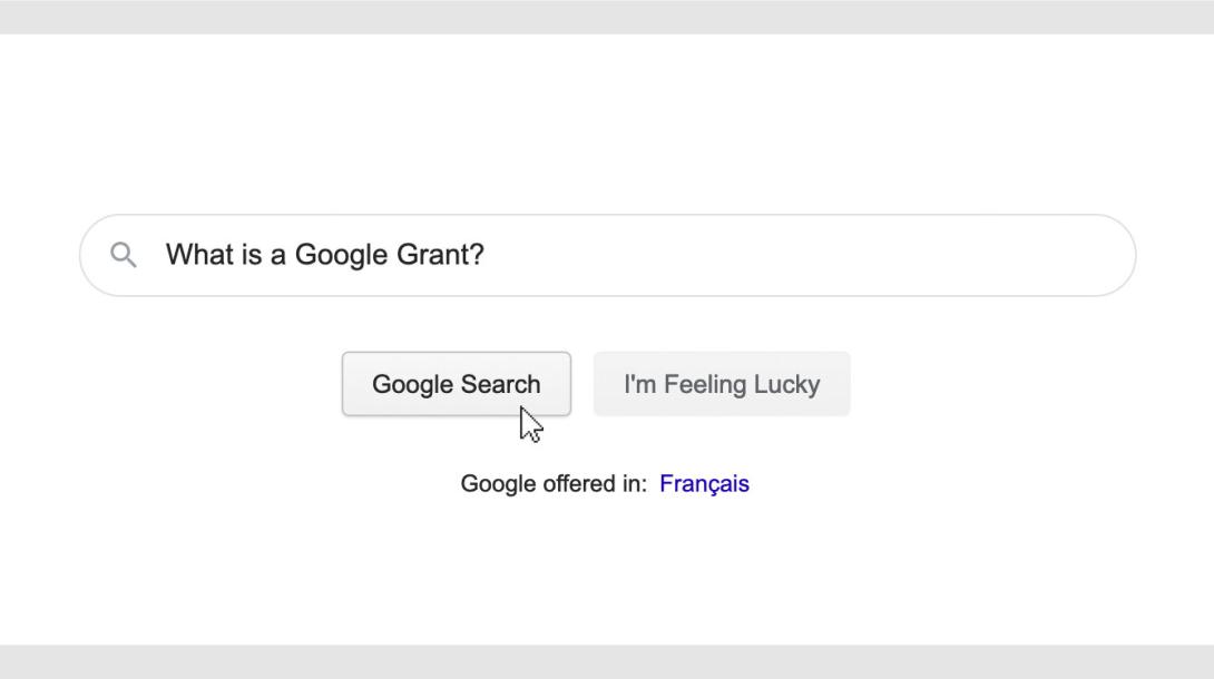 google search box with What is a Google grant entered