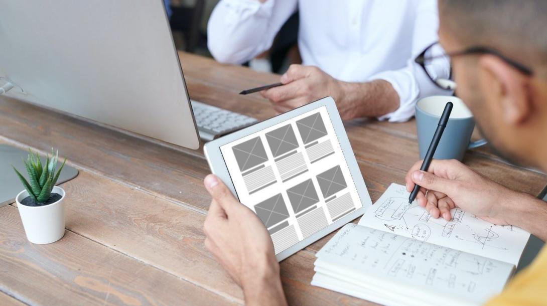 Designing a website typically starts with a wireframe sketch to get an idea of layout