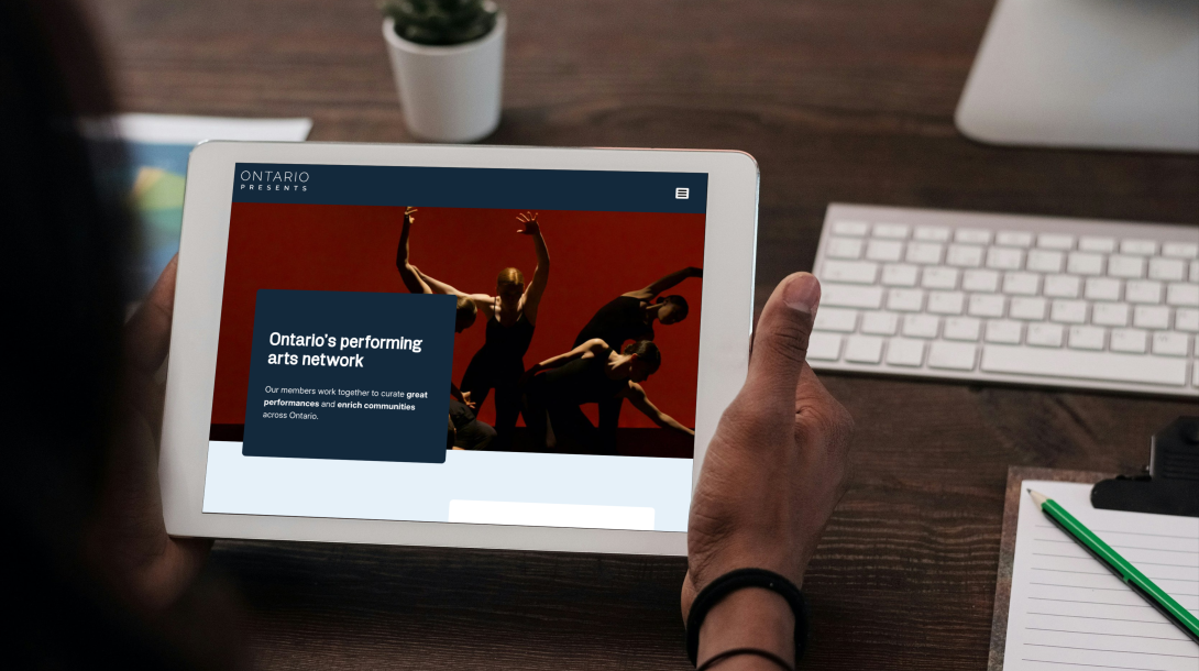 Ontario Presents website viewed on ipad