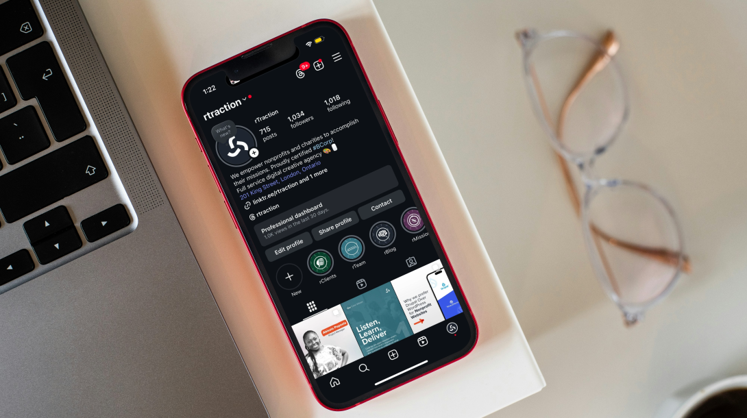 iphone open to rTraction's instagram page