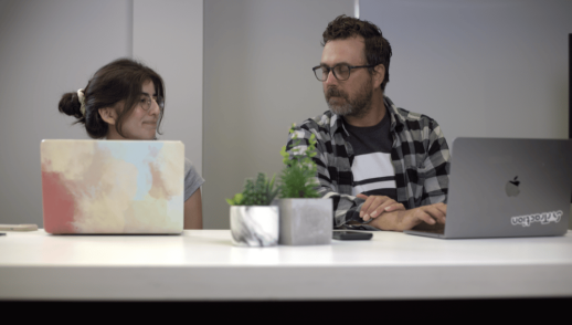 Jason and Manuela at a table